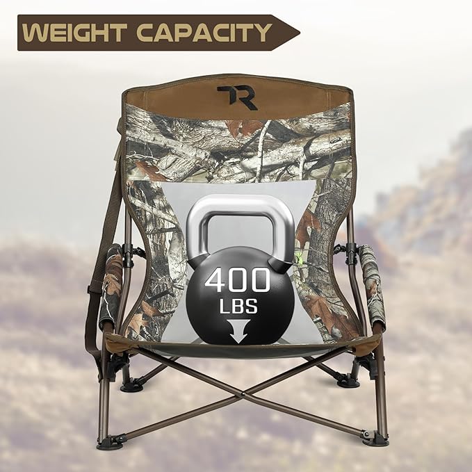 TR Low Camping ChairLow Lawn Chairs for Concerts Lightweight Heavy DutyLow Chair with Carry Bag for Outdoor Camping Travel Turkey Hunting