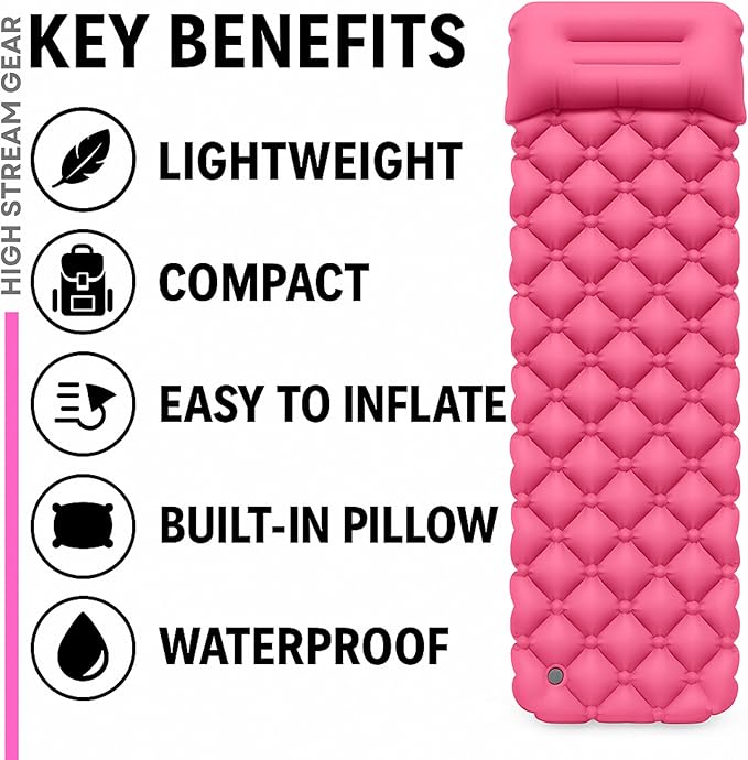 Kids Sleeping Pad for Camping and Sleepovers with Pillow Inflatable Camping Mattress for Backpacking &amp Travel Thick Toddler Cot Mat Fast Inflating Camping Sleeping Pads for Kids