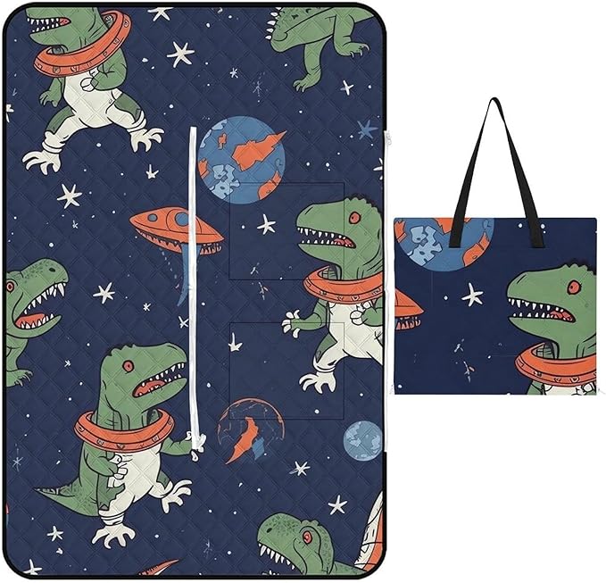 Zipper Funny Astronaut Dinosaur Rocket Style Picnic Mat Suitable for Travel Camping Park Or Home Use