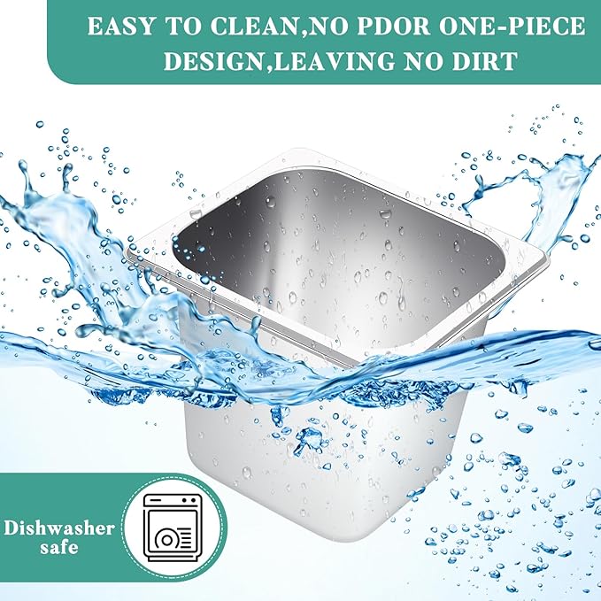 Jinei Steam Table Pan 1/6 Hotel Pan Stainless 201 Steel Size 6'' Deep Storage Catering Metal Commercial Food Pans for Kitchen Restaurant Buffet Party Supplies(6 Pcs)