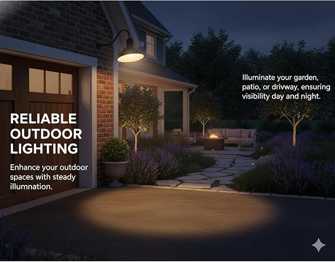 AGB101-AA11-MB Barn Lights Outdoor Fixture with Gooseneck Lamp - Classic Gooseneck Light Dome | Wall Mount RLM Design for Patios Gardens Entryways Garages Exterior Home Lighting