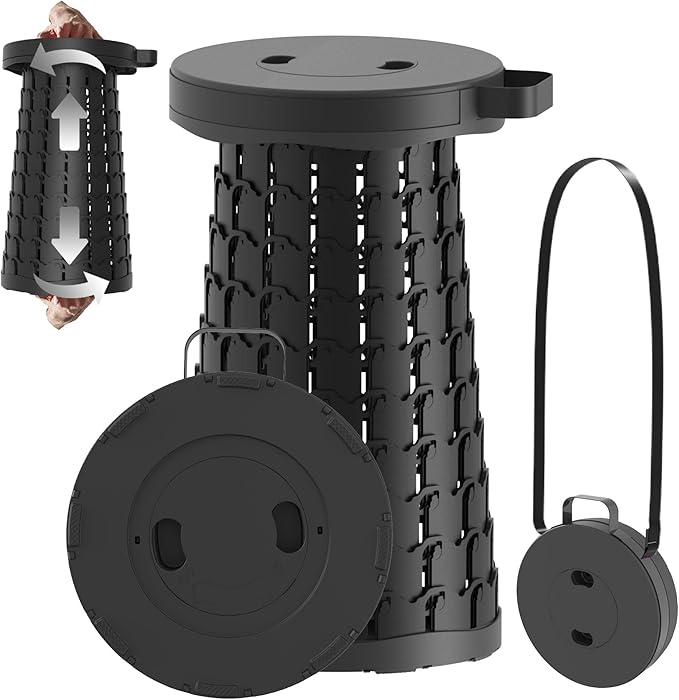 2026 Upgraded 18.1 Portable Folding Stool Collapsible Stools 600lbs Max Weight Lightweight But Sturdy Telescoping Foldable Camping Stool for Outdoor Fishing Hiking Travel BBQ
