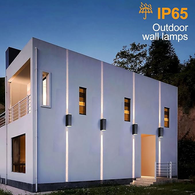 Outdoor Wall Lights LED Up Down Exterior Lighting Fixtures IP65 Waterproof Outdoor Light Fixture 85-265V 20W 3000k Aluminum Porch Light Modern Patio Wall Light Fixture Black