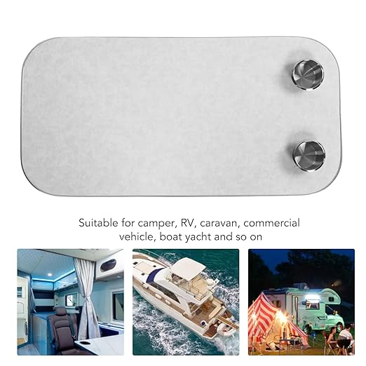 Removable Rectangular Marine RV Table Boat Table Top RV Table Top Replacement with 2 Cup Holders Aluminum Alloy Solid Wood Boat Desktop Panel for Yacht Boats (White)