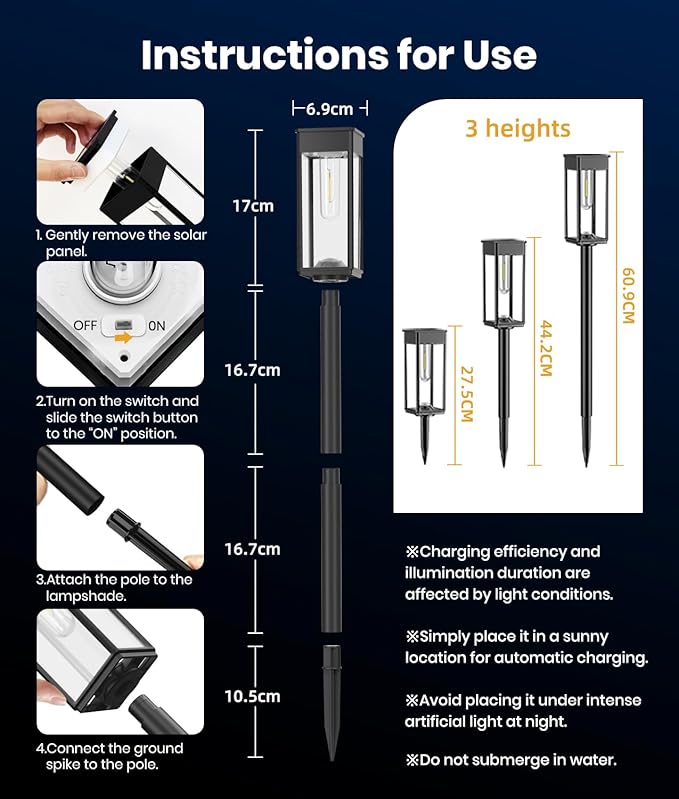 Solar Pathway Lights Outdoor 4 Pack Bright Solar Lights Outdoor IP65 Waterproof Garden Decor Solar Powered Landscape Lighting for Yard Patio Walkway Driveway Pathway (Cool White)