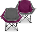 Northroad Oversized Foldable Camping Chair Outdoor Padded Lawn Chair w/Cup HolderCarry Bag for Beach Hiking and PicnicsHeavy-Duty 300-lbs Capacity Purple