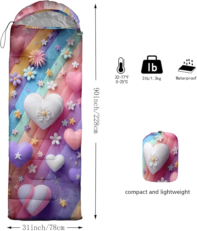 QOOMO Camping Sleeping Bags3 Season Warm &amp Cool WeatherLightweightWaterproof Sleeping Bags for Adults &amp KidsTravelingand OutdoorsCamping Gear Equipment