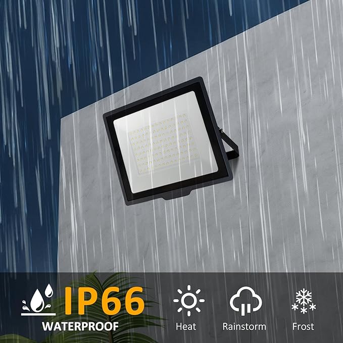 Flood Lights Outdoor7200LM Bright Work Light Plug in6500K Daylight White LED Flood Light Outdoor IP66 Waterproof Exterior Floodlight for Yard Garage Stadium 2 Pack (60W)