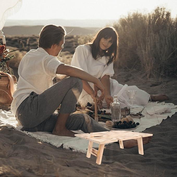 HANABASS Portable Picnic Table Outdoor Folding Table Wooden Construction Folding Dinner for Camping Beach and Picnic