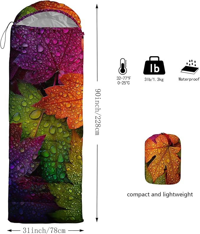 QOOMO Camping Sleeping Bags3 Season Warm &amp Cool WeatherLightweightWaterproof Sleeping Bags for Adults &amp KidsTravelingand OutdoorsCamping Gear Equipment