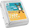 STARPYNG-7 Mil White 20x25 Feet Tarp-Multifunctional White Waterproof Tarpaulin-Waterproof UV Resistant Rip and Tear Resistant Poly Tarpaulin with Reinforced Edges for Cover