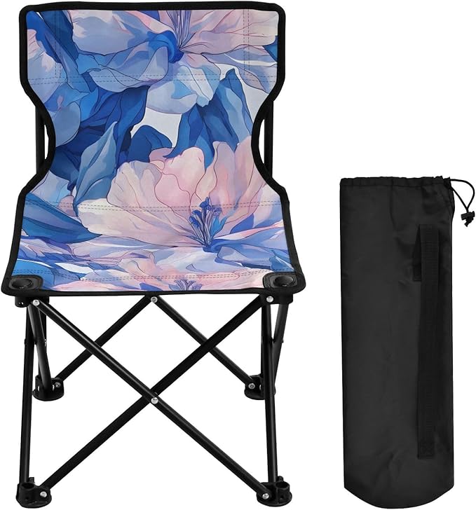 Blue Iris Portable Camping Chairs Folding Chair - Durable Oxford Fabric Lightweight Iron Frame Easy Fold Design - Ideal for Outdoor Activities Camping Fishing and Travel