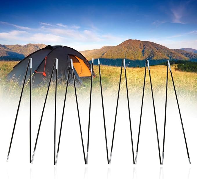 Set of 2 Fibreglass Tent Pole Universal Adjustable Tent/Awning Poles 135.43 inch/344 cm