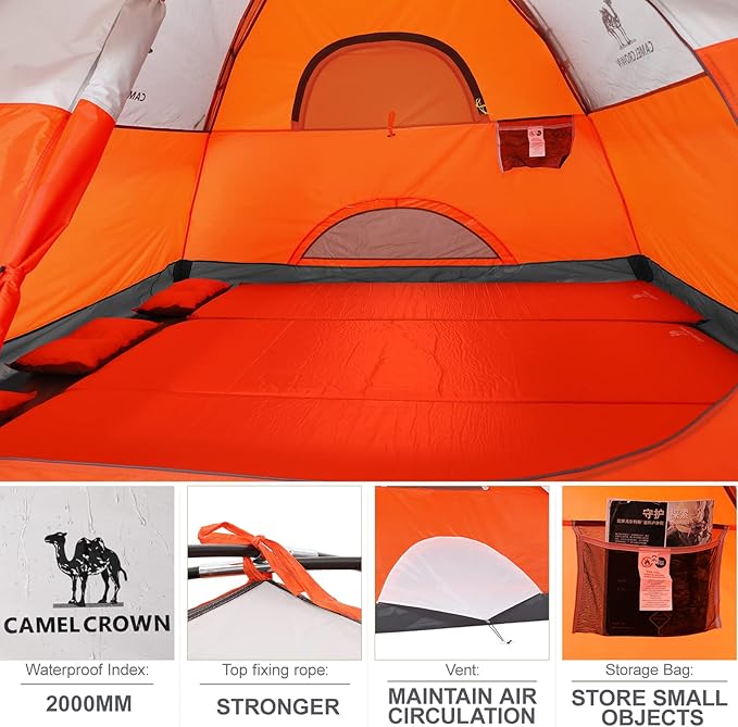 CAMEL CROWN 4/6 Person Tent Waterproof Lightweight Portable Backpacking Tent for Outdoor Camping Hiking