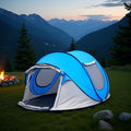 Instant Pop Up Camping Tent 4 Person Blue Easy Pop Up Tent Waterproof Automatic Setup Doors-Instant Family Camping Tents Suitable for Camping Halloween Christmas Autumn Snow etc.(CP-Blue)