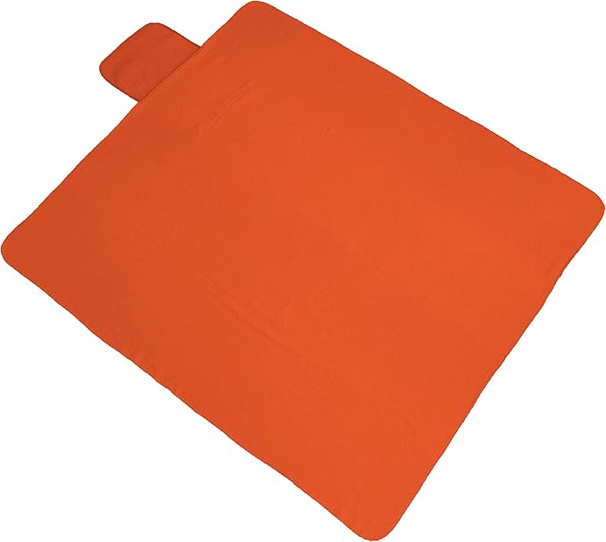 Threadart Personalized Embroidered Portable Blanket with Carrying Strap | Monogrammed Customized Travel Sports Stadium | Soft Fleece | 58in x 48in - Orange | for Picnic Outdoor Blanket