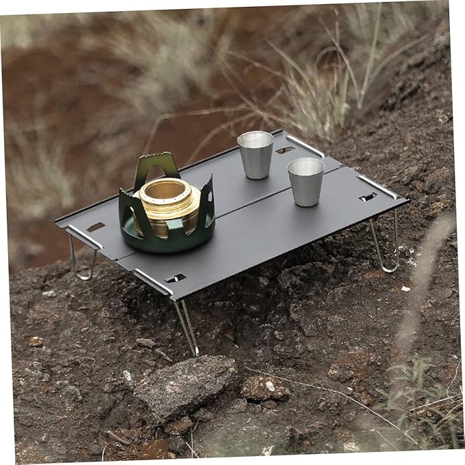 Mipcase 1set Folding Aluminium Alloy Table Detachable Camping Desk Easy to Clean Portable for Outdoor Activities and Indoor Use Compact Design Black