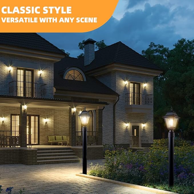 Outdoor Post LightWaterproof Cast Aluminium Lamp Post Light FixturePost Lantern with Pier Mount BaseMatte Black16.5inSuitable for GardenYardDrivewayetc
