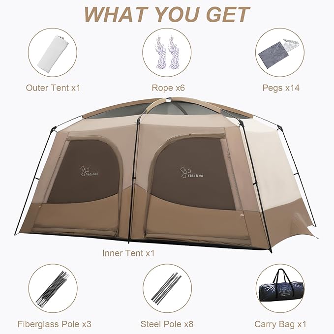 Vidalido Tents3-4 Person Camping Tent with Extended VestibuleWeather Resistant Family Tents with Breathable Mesh WindowsEasy Install Waterproof Outdoor Tent for Backpacking and Camping Hiking