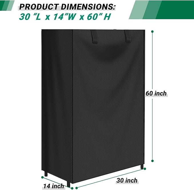Storage Shelving Unit CoverWaterproof Shelf Cart Cover Protective Outdoor Indoor Storage Rack Dust Cover with Zipper (30 Lx14 Wx60 H)