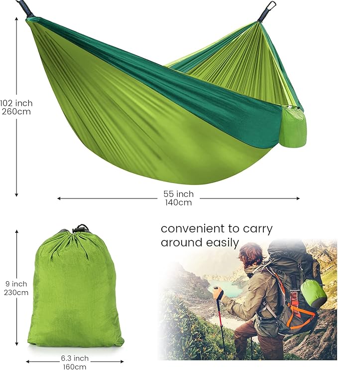 Camping Hammock with Mosquito Net &amp Rain Fly Tent Tarp &amp Tree Straps Portable Strong Nylon Hammock Parachute Tent w/Storage Bag for Camping Hiking Backyard Outdoor Backpacking Travel