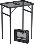 Anbte 2ft Folding Grill Table Max 29.5 3 Adjustable Height Lightweight Camping Table with Heat-Resistant Mesh Tabletop Portable Handle Waterproof for Cooking BBQ Outdoor 22.8 X 16 Black