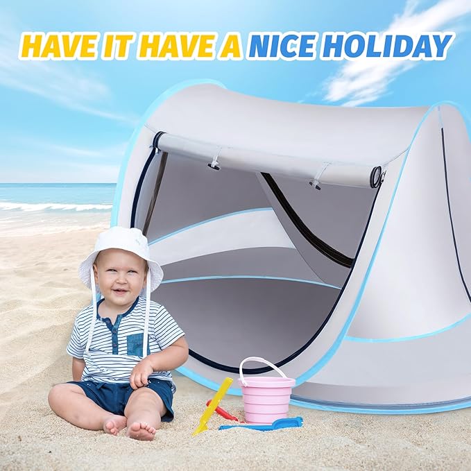 Baby Beach Tent Pop Up Toddler Travel Bed for Boys or Girls Sun Shade for Toddler Camping Infant Portable Sun Shade Summer Beach Baby