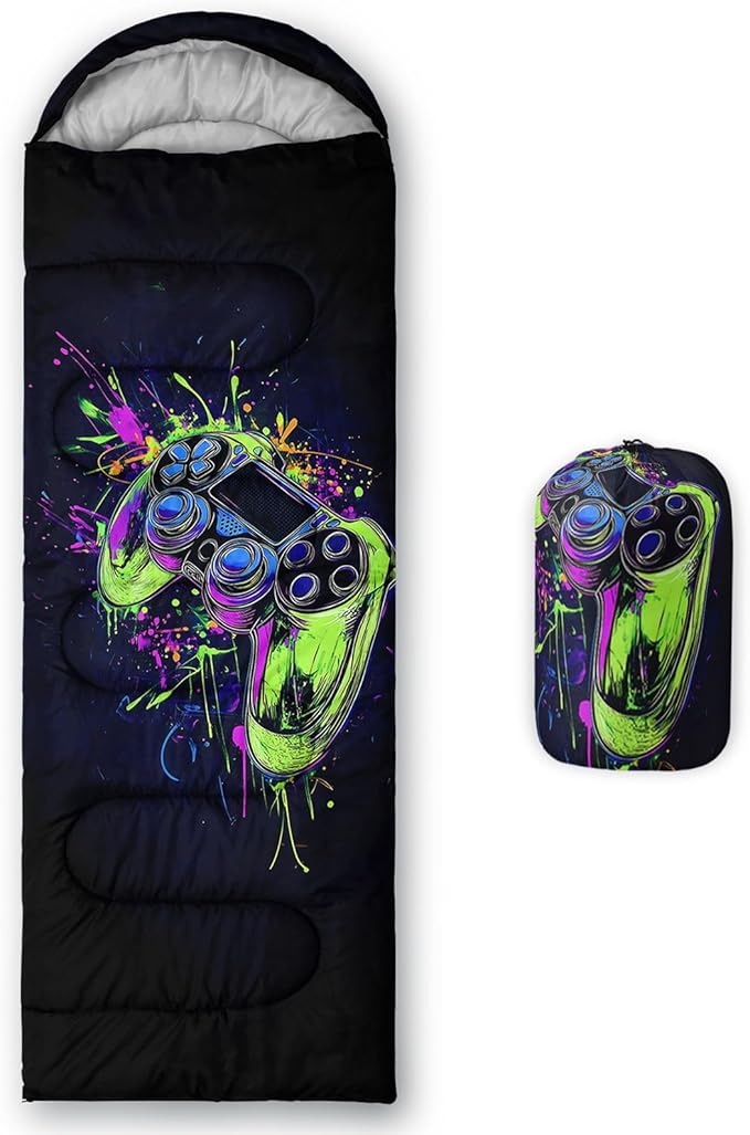 Kids Sleeping Bag for Boys GirlsBlue Ripples Print-Lightweight Warm Portable Outdoor Indoor-Waterproof Cold Weather Resistant Sleeping Bag for Camping Hiking