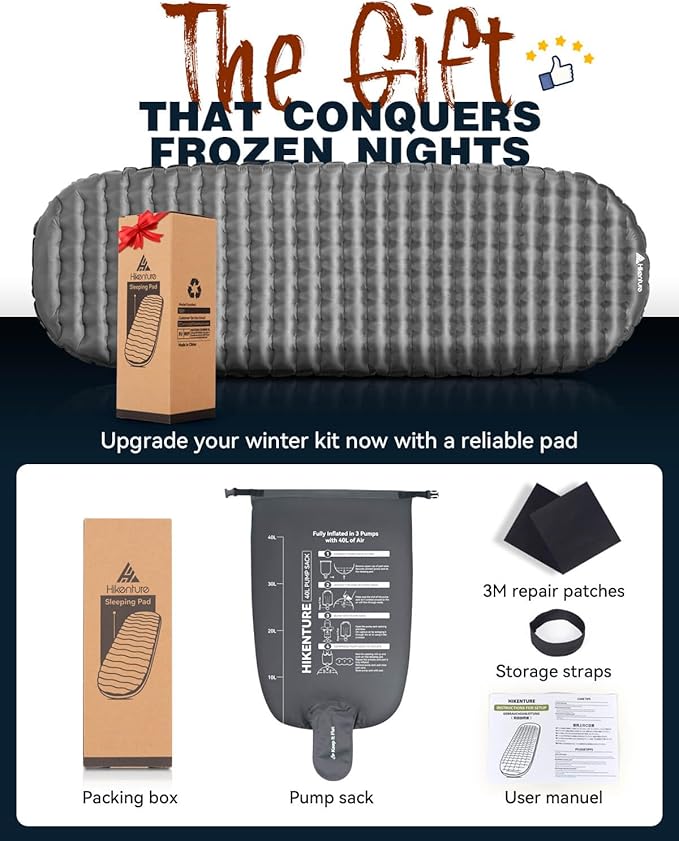 Hikenture Camping Sleeping Pad with 6.2 R-Value Ultralight Camping Mattress for All Season Compact &amp Insulated Sleeping Mat for BackpackingHikingOutdoor