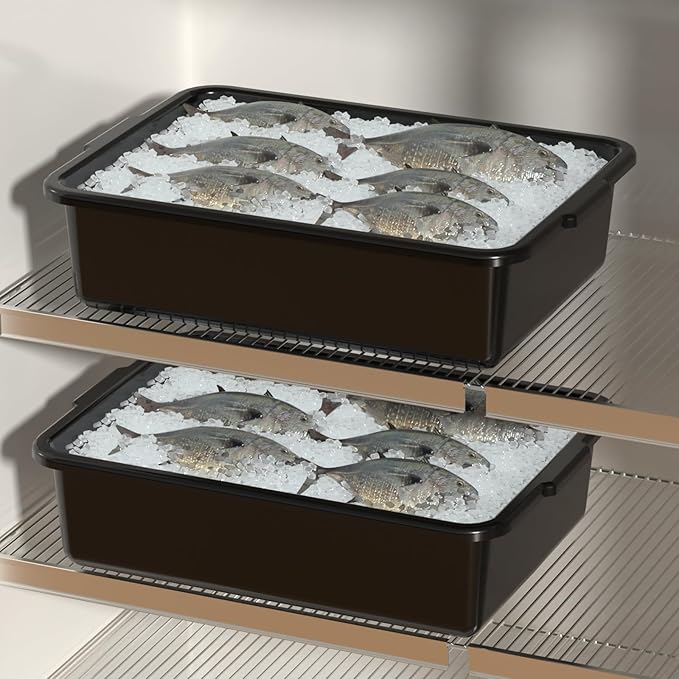 6 Pack Large Plastic Utility Bus Trays 22 Liter Restaurant Bus Tub Black