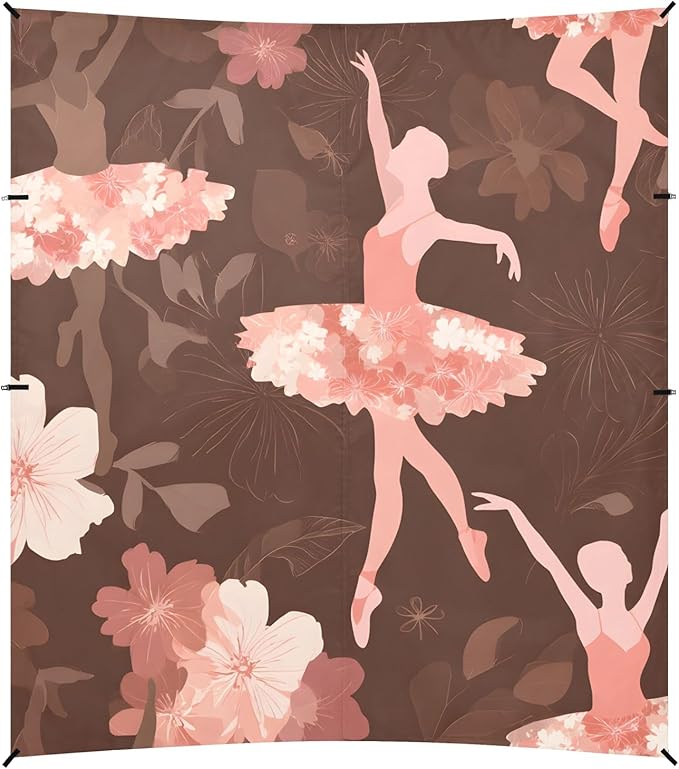 Ballet Dancer Flower Pattern Camping Sun Shelter Beach Tent Portable Beach Sun Shade Outdoor Canopy for Camping Trips Fishing Picnic