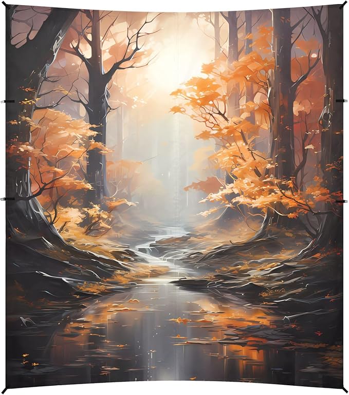 Camping Sun Shelters Sunlight and Autumn Forest River View Beach Canopy 126 * 110.2in