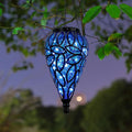 SUNNYPARK Outdoor Plastic Solar Hanging Lantern 15 Cool White LEDs Twinkle Effect Tear-Shaped Hanging Lantern Decor Garden Decorative Solar Lights for Backyard Patio and Lawn