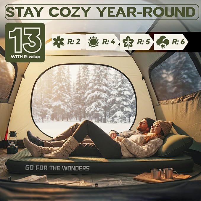 UPWELL Self Inflating Sleeping Pad 4.5 Thickness Camping Mattress with Solid Foam Double Sleeping Mat Portable Fast Inflation for Outdoor Mat Portable Roll Upwith air Pump
