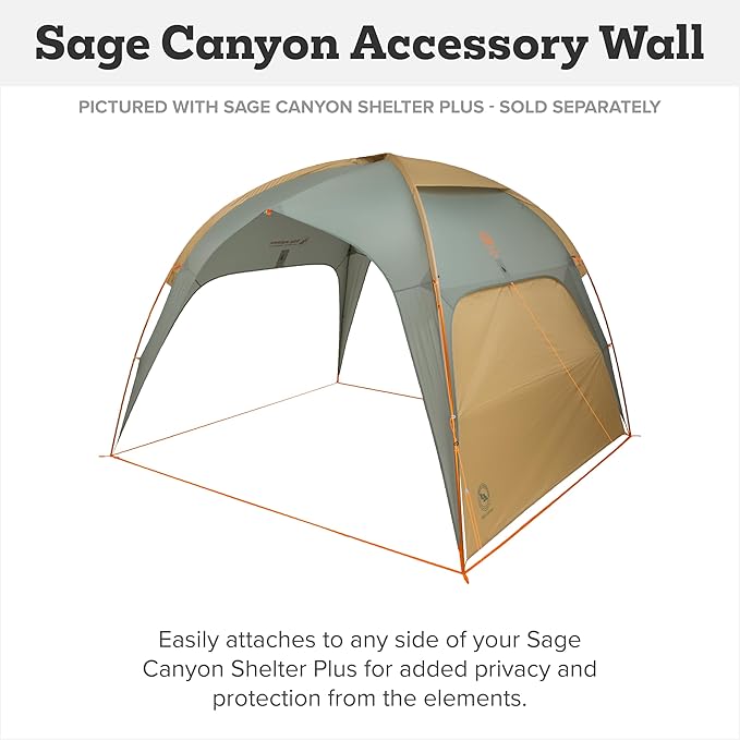 Big Agnes Sage Canyon Shelter Plus Accessory Wall - Camping Tent Accessories Pop Up Sun and Wind Shade Screen