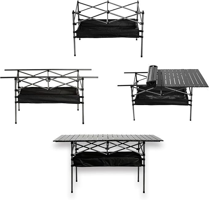 Outdoor Folding Table 7.93LBS Ultralight Camping Table with Built-in Storage &amp Carry Bag 225LBS Heavy Duty Aluminum Tabletop Carbon Steel Frame for Camping Picnic Beach BBQ