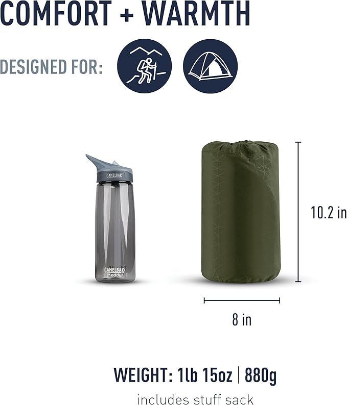 Sea to Summit Camp Plus Self-Inflating Foam Sleeping Mat for Camping Tapered - Regular (72 x 20 x 3 inches)