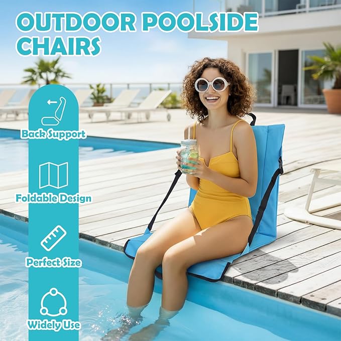 Novabright Foldable Seat for Poolside Chairs Lightweight Portable Pool Edge of Pool Flip Chairs for Beach Poolside Camping Picnic Lawn Accessories Outdoor Seating Pad Summer Outdoor Beach