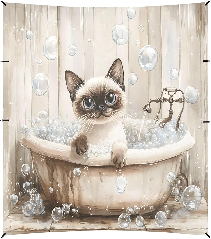 Camping Sun Shelters Siamese Cat Taking Shower Beach Canopy 126 * 110.2in