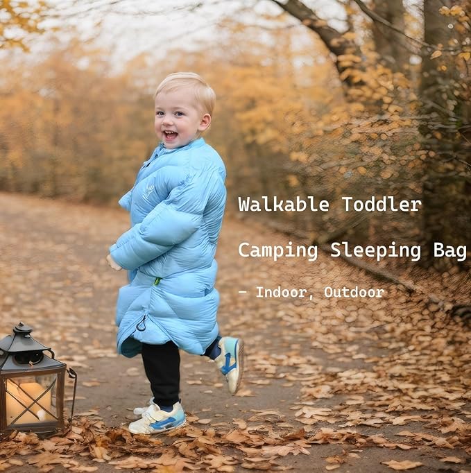 Walkable Toddler Sleeping Bags for Kids Boys Girls (2T-4T) - Puffy Camping Sleeping Sack for Indoor Outdoor Travel Sleepover Slumber Party (up to 46 in)- Machine Washable Lightweight