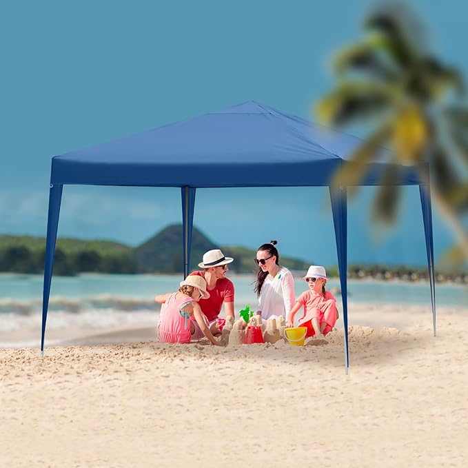 3 x 3m Two Doors &amp Two Windows Practical Waterproof Right-Angle Folding Tent Blue