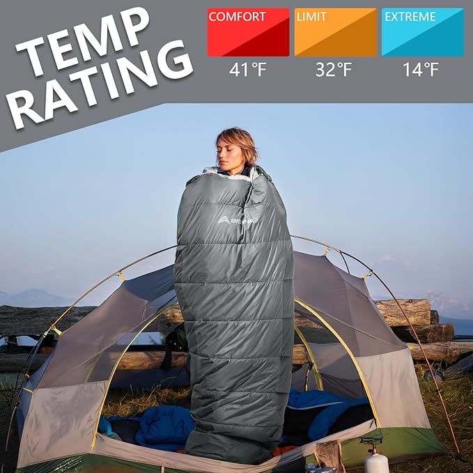 BISINNA Mummy Sleeping Bag for Adults 14-41℉ Cold Weather 3-4 Season Camping Sleeping Bags with Compression Sack for Backpacking Hiking Traveling