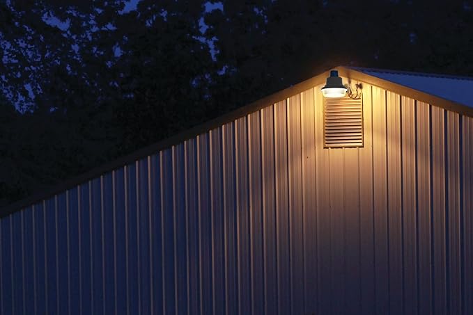 Lithonia Lighting BarnGuard LED Barn Light Dusk to Dawn Outdoor Lighting with Adjustable Brightness and Color Temperature Wall or Pole Mountable Yard Light Fixture MVOLT Aluminum Gray
