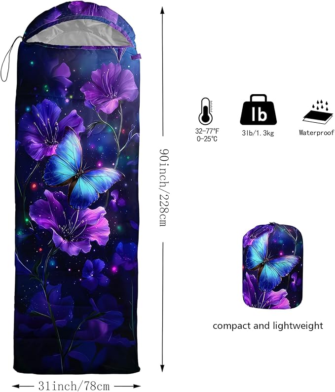 QOOMO Camping Sleeping Bags3 Season Warm &amp Cool WeatherLightweightWaterproof Sleeping Bags for Adults &amp KidsTravelingand OutdoorsCamping Gear Equipment