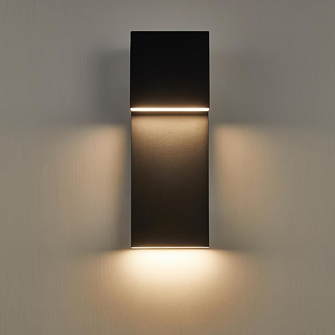 Modern LED Outdoor Wall Sconce 17W Integrated LED Outdoor Wall MountAnti Rust Textured Black Suit for Wet Locations and All RoomsEasily Installed in Any Direction.Bulb Included.