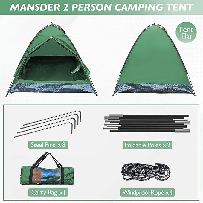 2 Person Camping Dome TentWaterproof Lightweight Portable Tents for Outdoor Camping Hiking Travel