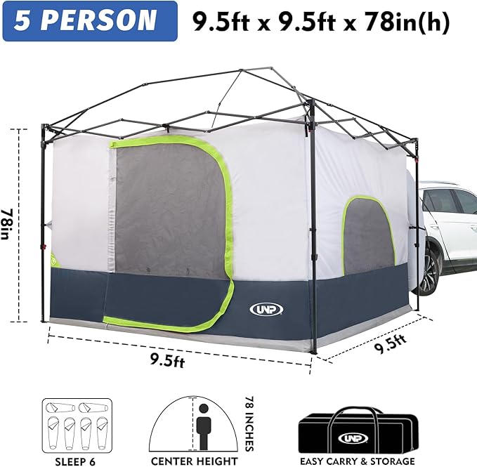 UNP Camping Canopy - Inner Tent - Side Tents - SUV Camping Cube for 10' x 10' Pop Up Canopies (Canopy Pole/Shelter NOT Included) (Dark Blue-SUV Cube Tent)