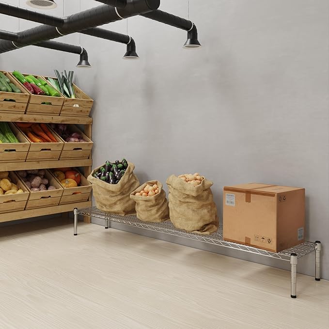 14''W x 72''L x 8''H Chrome Plated Wire Dunnage Rack | Off The Floor Storage