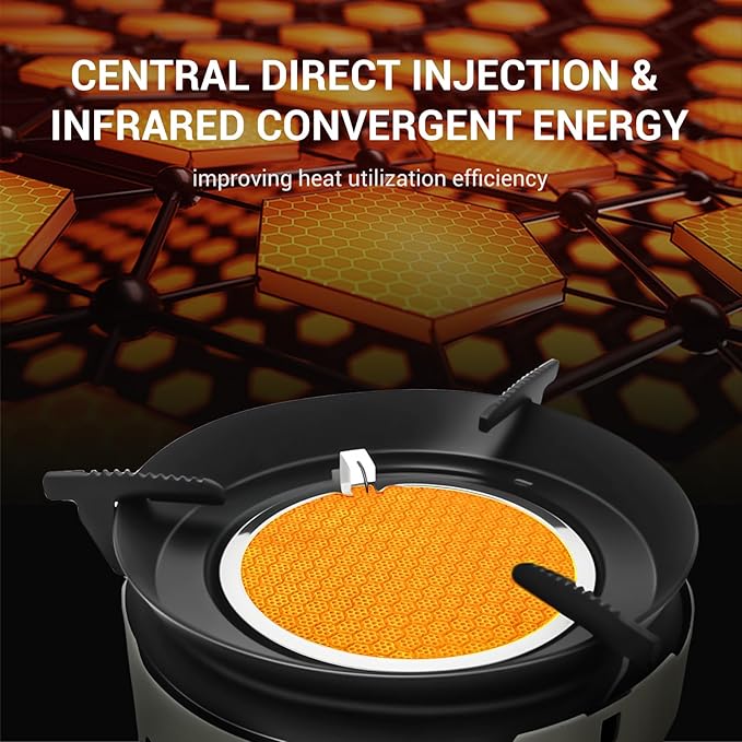 Camping Stove 3600W Portable Backpacking Stove with Piezo Ignition Fuel Canister Adapter Windproof Gas Stove for Camping Hiking Outdoor Cooking