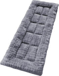 Thick Camping Sleeping Pad - Faux Rabbit Fur Ultra Soft &amp Non-Slip Sleeping Mat with Portable Roll up Camping Cot Pad for Travel Car Tent Guest Bed (75 x 28 Dark Grey)